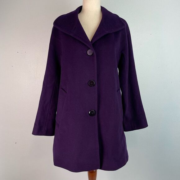 Ellen Tracy Women's Wool Angora Purple Coat Size 6 EUC - Picture 1 of 9
